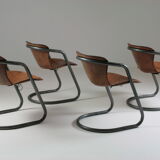 4 chairs in tanned cognac leather, Italy