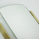 1950s 1960s mid century modern WALL MIRROR with metal and brass frame