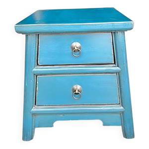 Chevet chinois bleu patiné