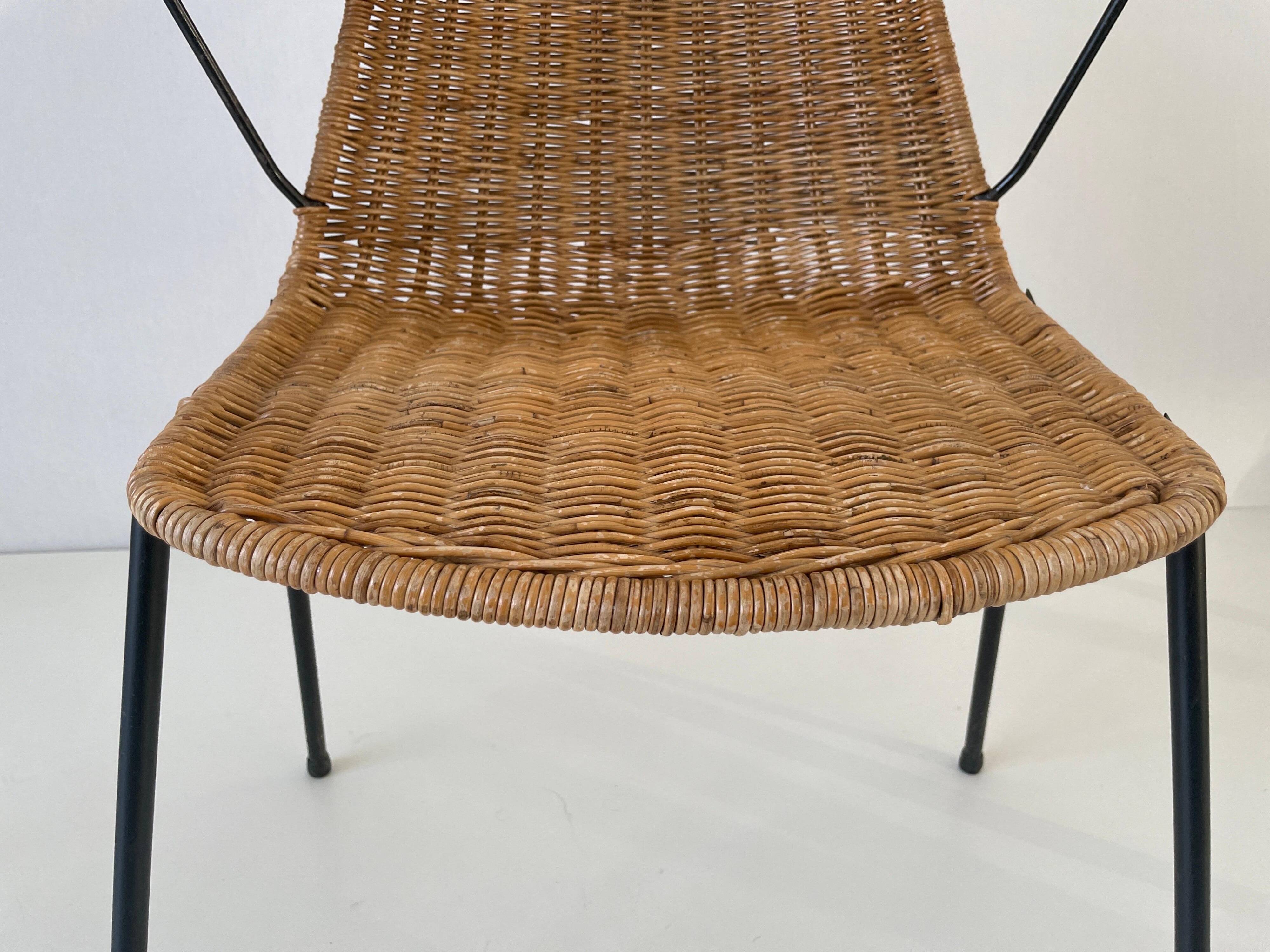 Wicker armchair and footrest, Germany, 1960s