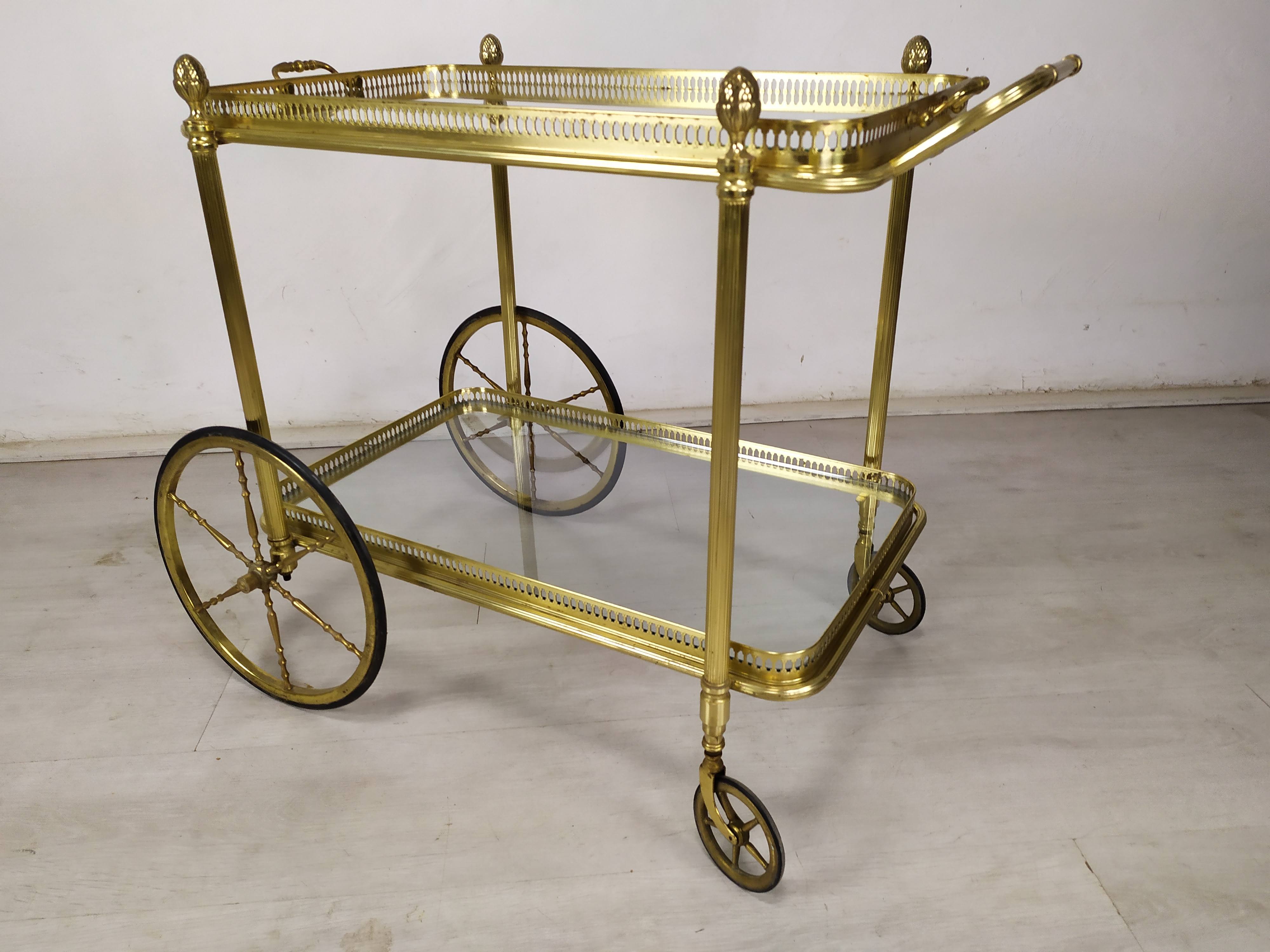Vintage brass bar trolley service