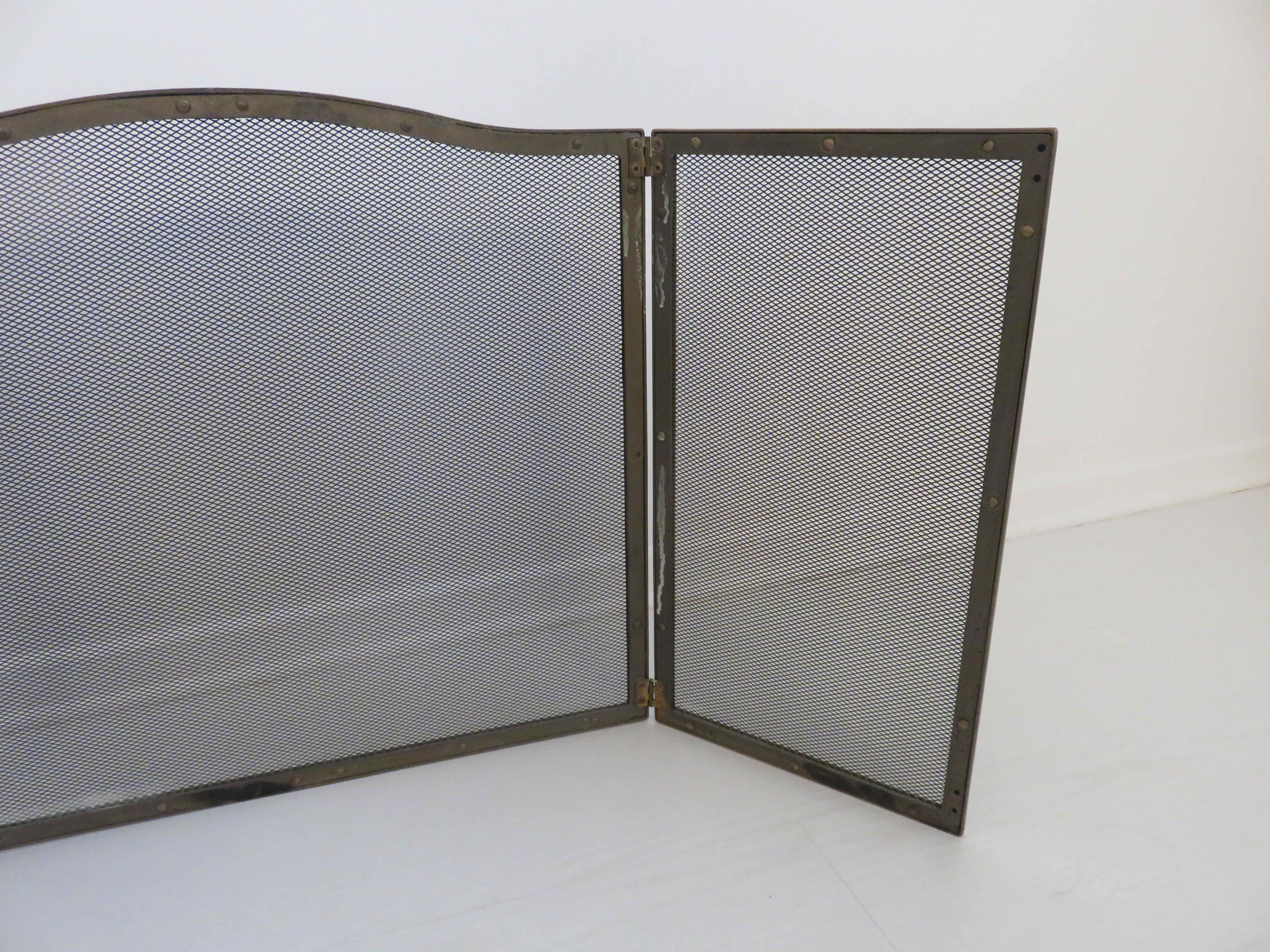 3-panel brass fireplace screen 70s