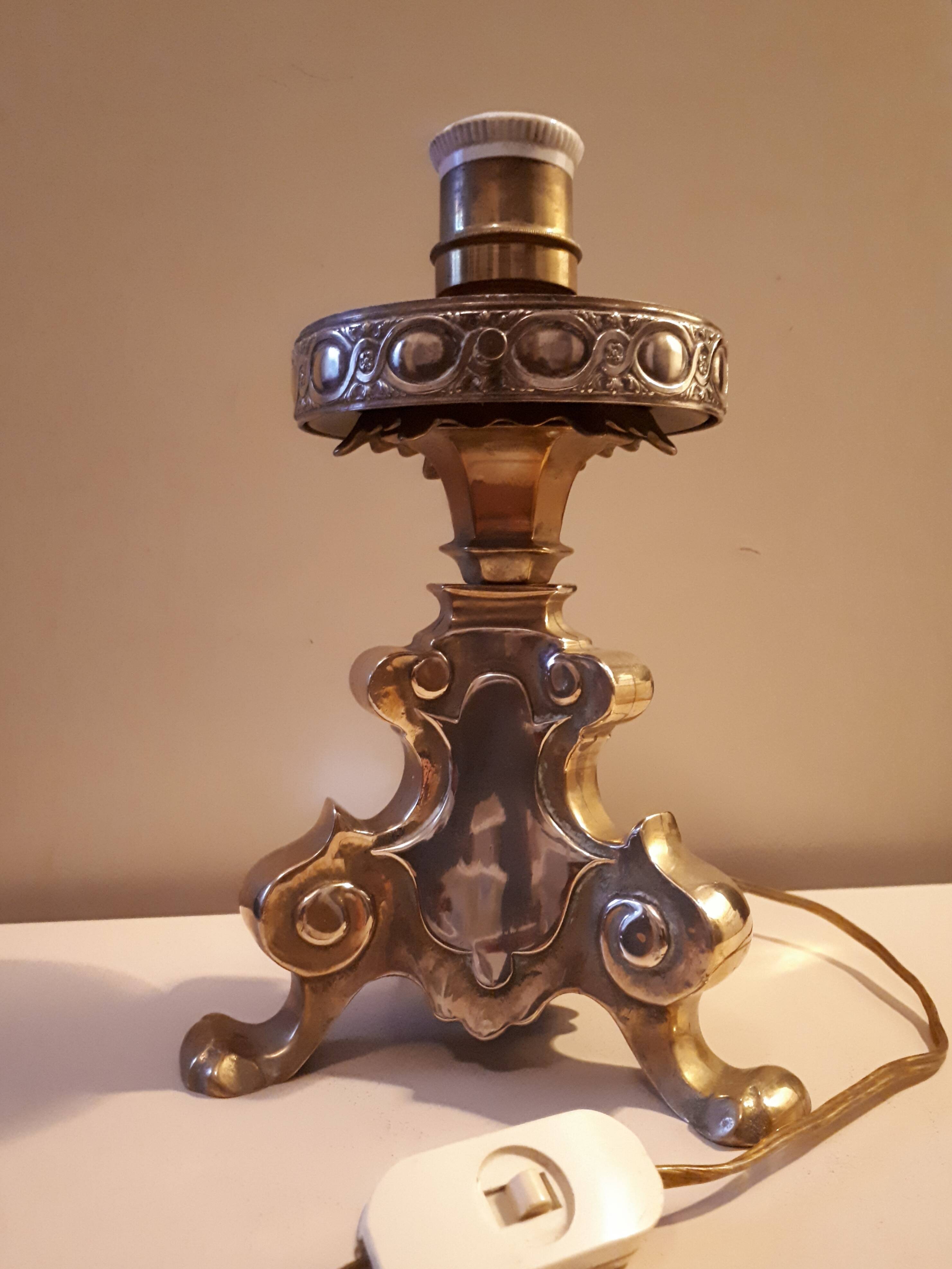 Lampe ananas verre et bronze