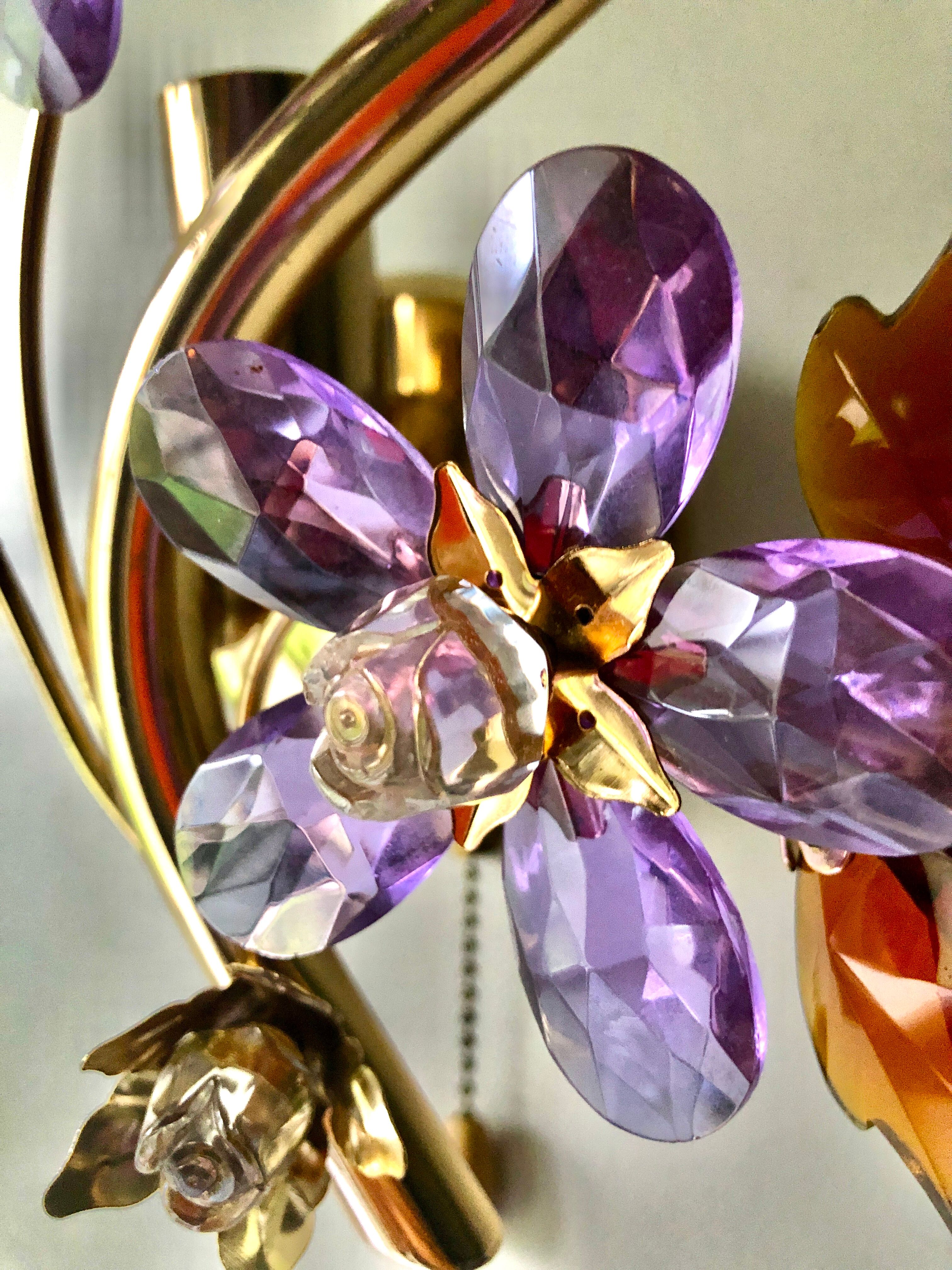 Large wall lamp flowers glass Murano 1970