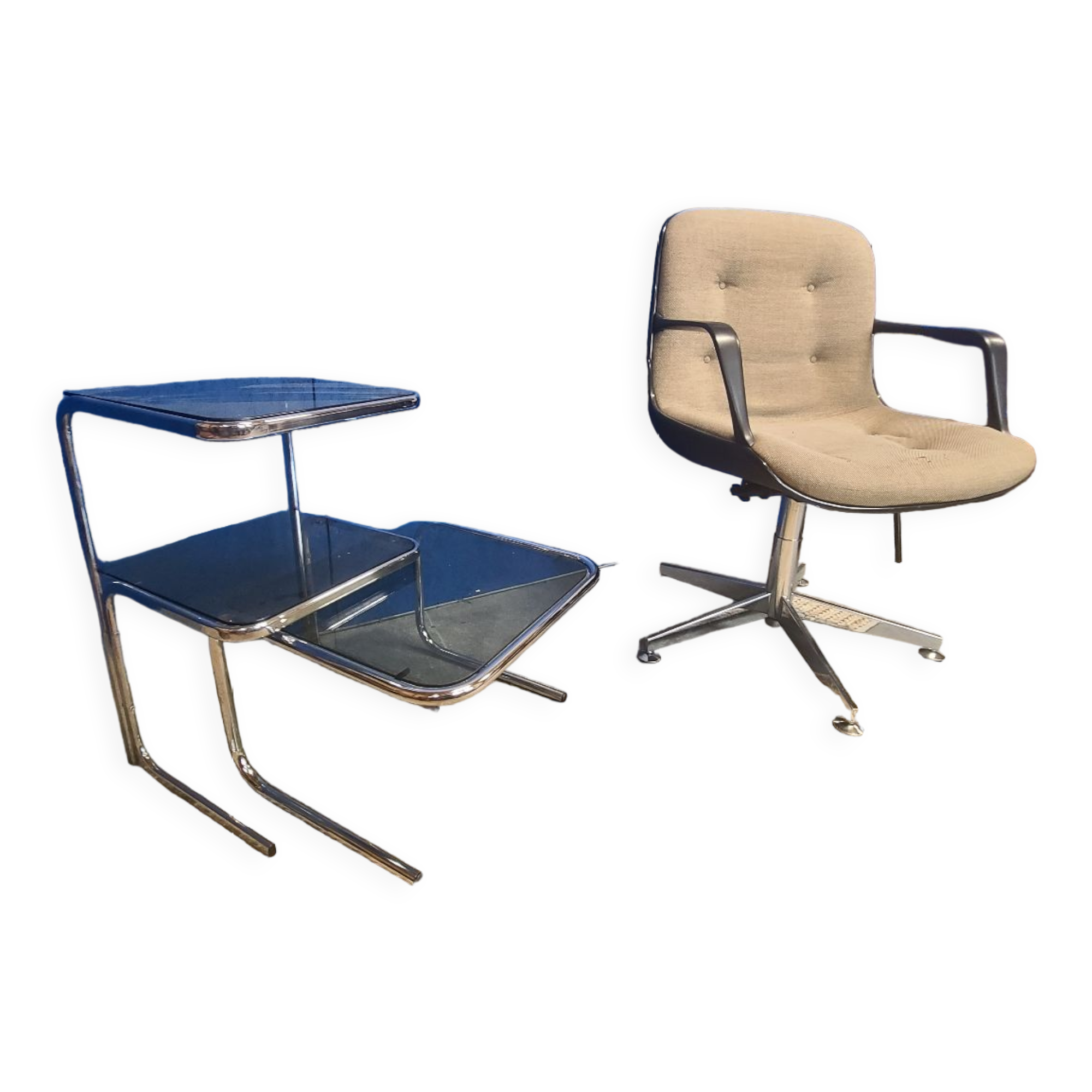 Armchair set with 2 space age tables