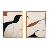 Beige, black, brown diptych design panels.