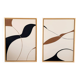 Beige, black, brown diptych design panels.