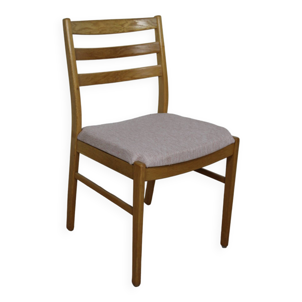 Chaise vintage en teck dessus rose 1960 danemark