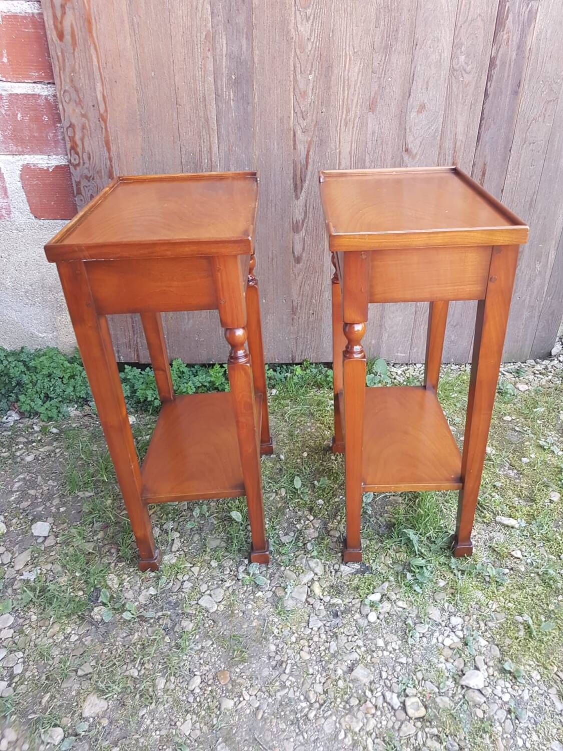 Pair of bedside nightstands with vintage wooden drawer
