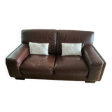Brown grained leather sofa Roche Bobois