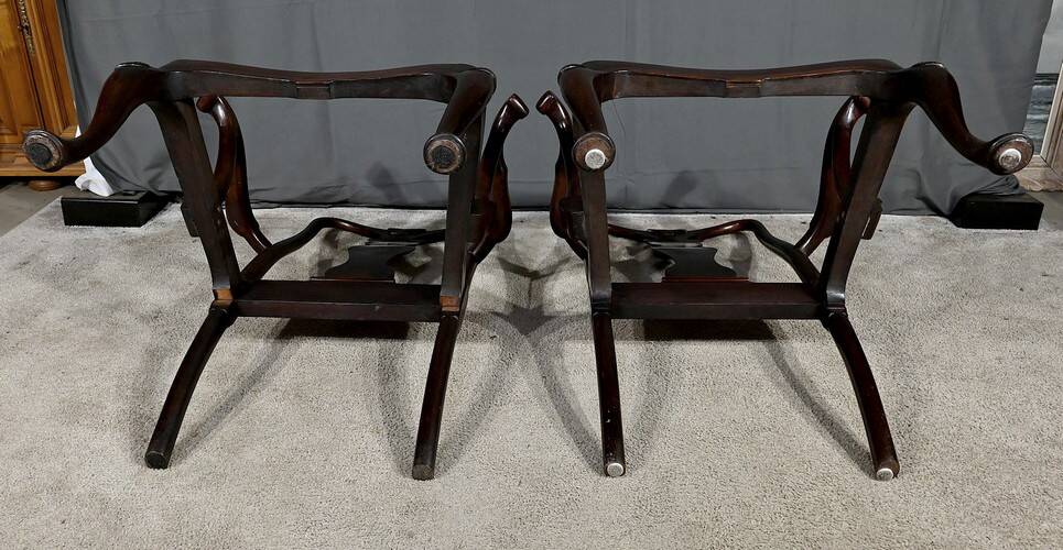 Pair of Chippendale Mahogany Armchairs, England - Early 20th Century