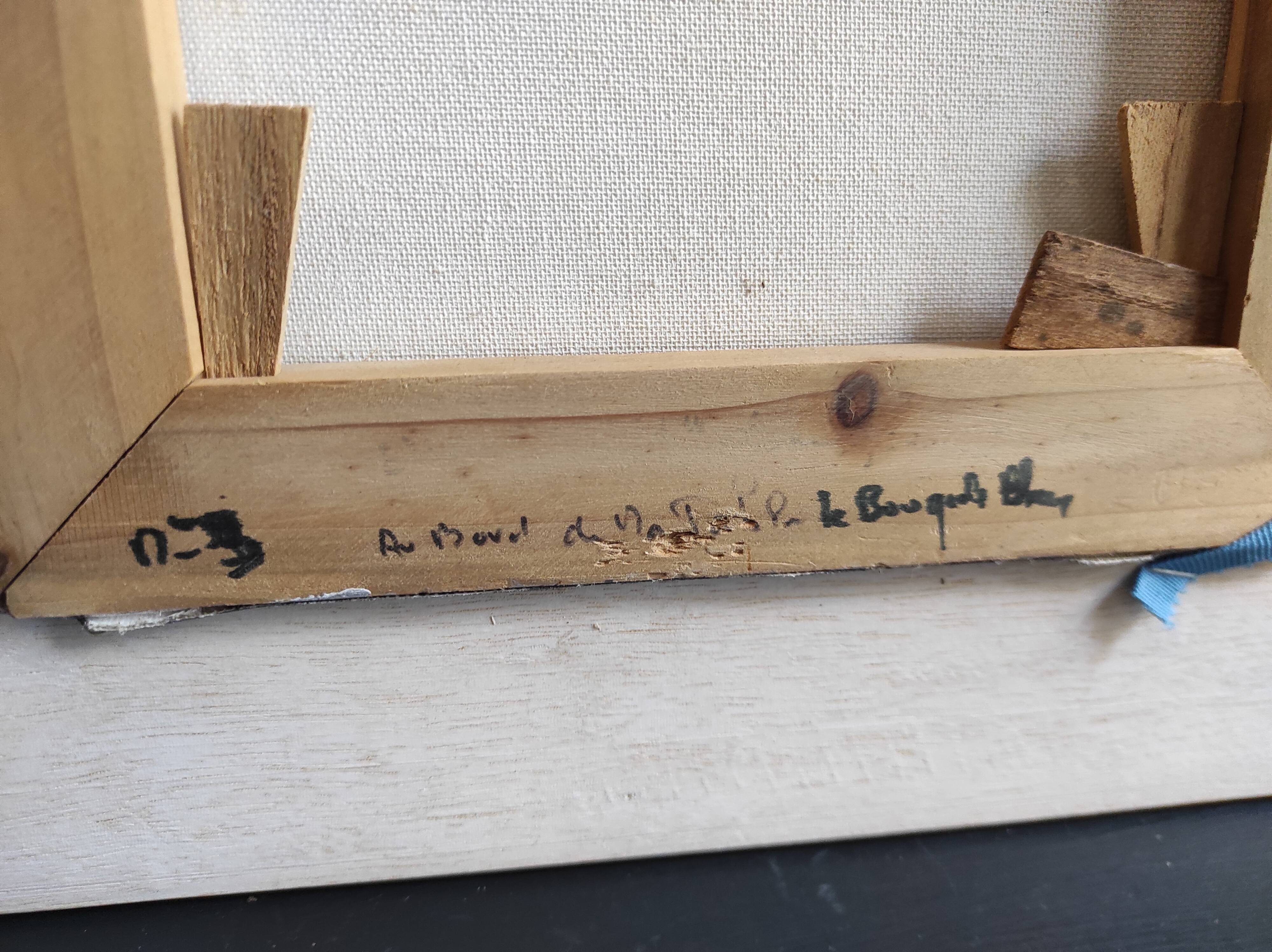 French vintage oil painting of flowers signed EC