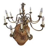 Antique chandelier in 12-pointed brass