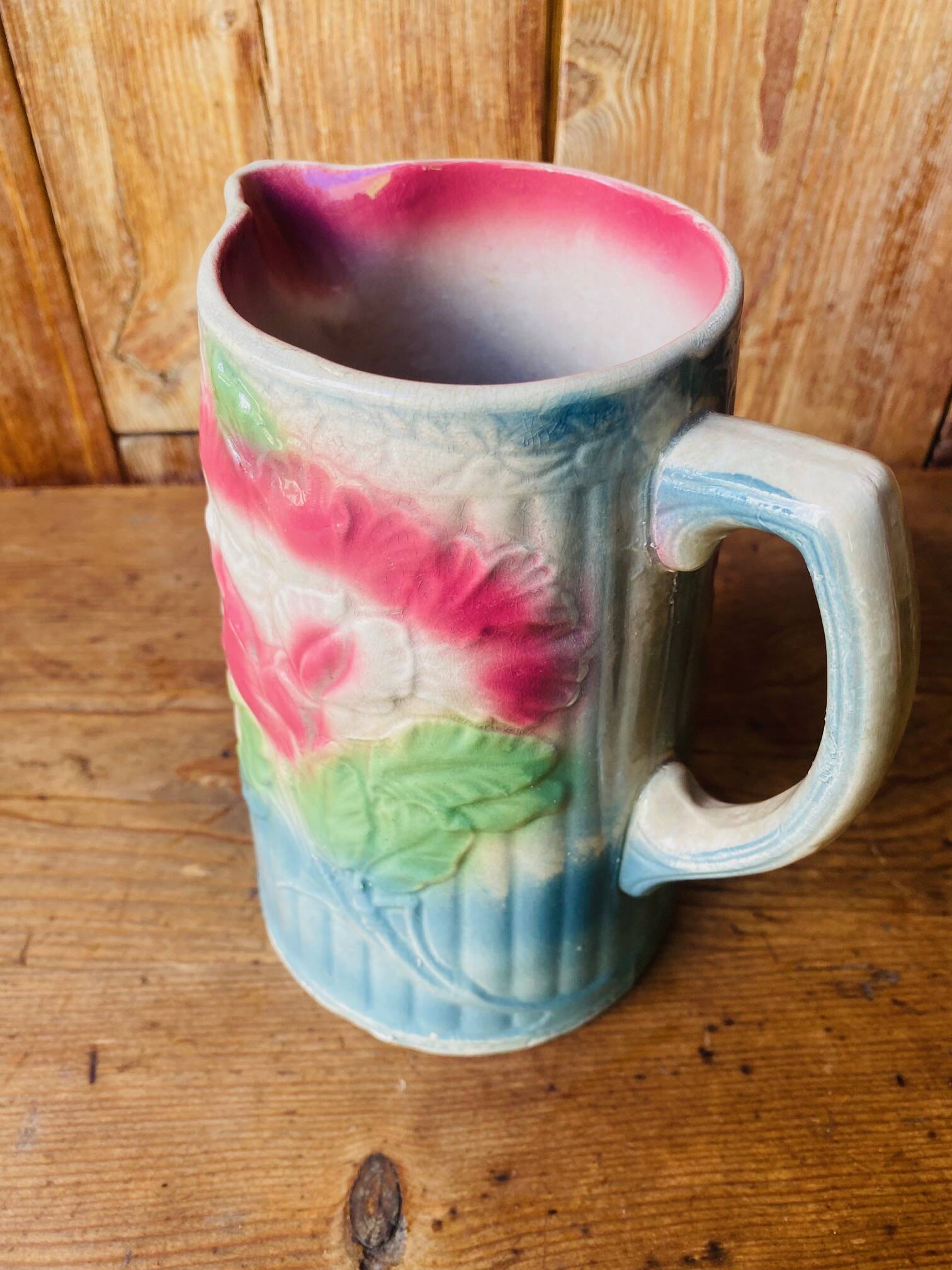 Old slip pitcher Made in France Sweet pea