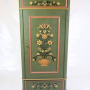 Antique Cabinet Hand Painted With Floral Decorations From 1890s