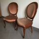 Paire de chaises médaillon style Louis Philippe en velours rose