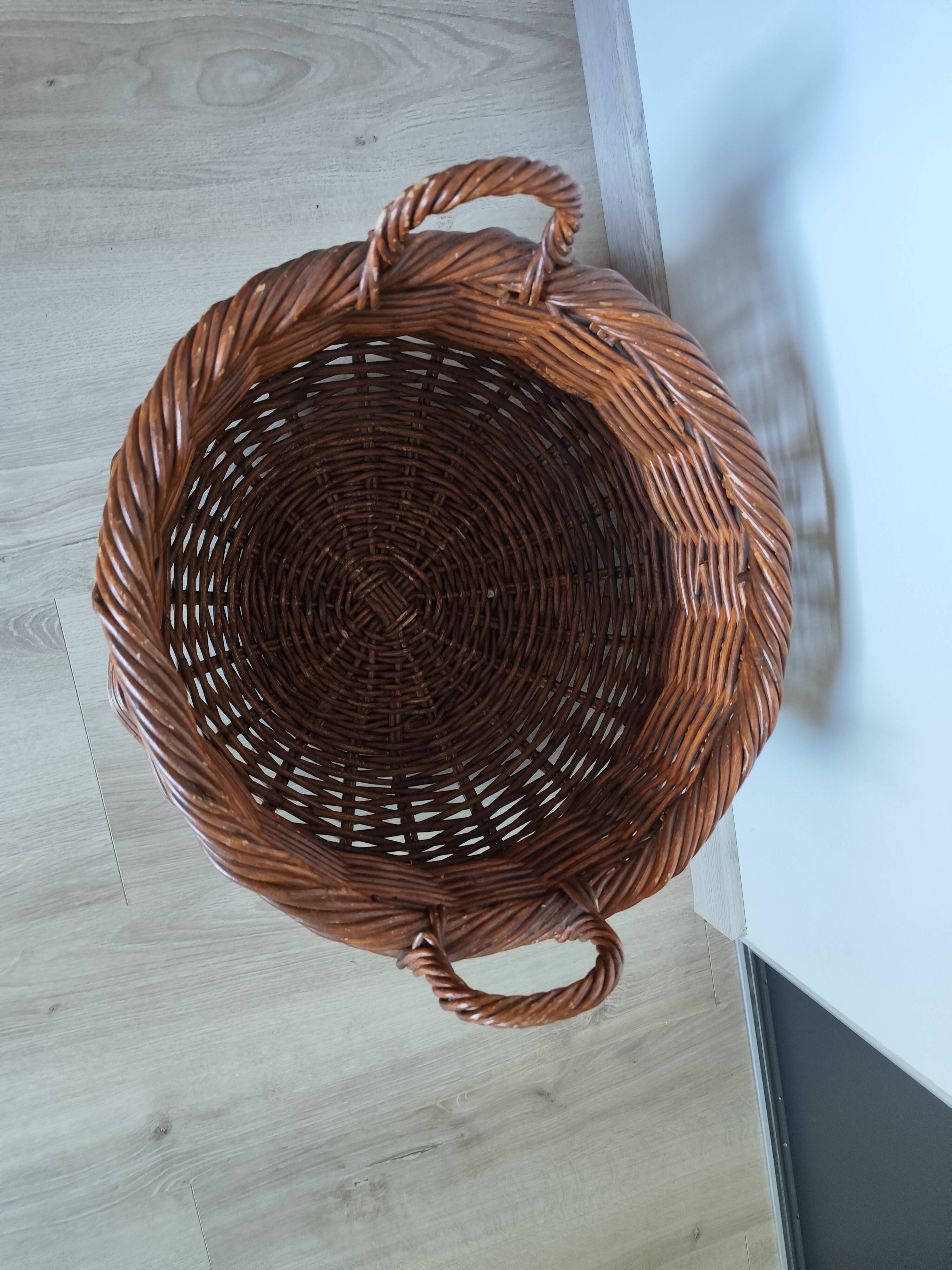 Vintage rattan planter basket