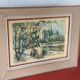 Lithograph notre dame et les bouquinistes signed by Marius Girard vintage