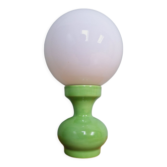 Lampe vintage en céramique et verre opaline, années 70