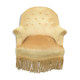 Fauteuil crapaud Style Napoléon III ocre jaune vintage, années 40