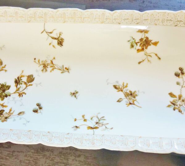 Long plat à poisson, viande, XIXème siècle, porcelaine de Limoges Haviland, 66cm