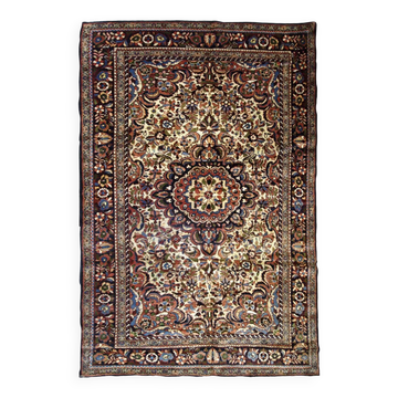 Handmade antique Persian Sarouk rug 3.1' x 5.2' (94cm x 158cm) 1900s