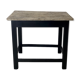 Old blackened wood work table and varnished top
