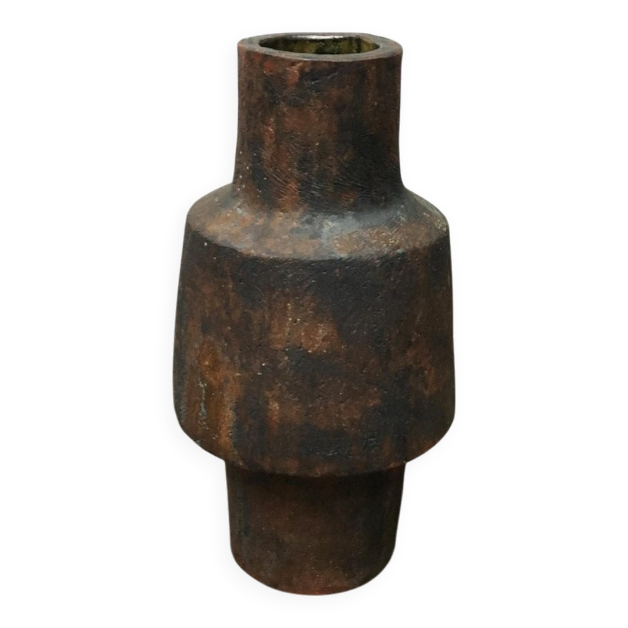 Brutalist ceramic vase in German mid-century style by Gerhard Liebenthron, 1969.