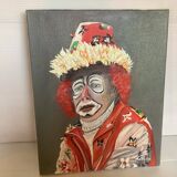 Clown painting oil on canvas signed