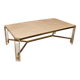 1970s dining table in travertine, gold metal and plexiglass.