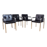 Set de 4 fauteuils en cuir et acier tubulaire