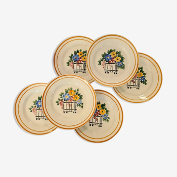 Lot de 6 assiettes manufacture française HBCM