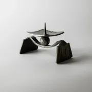 Vintage brutalist iron candlestick from the 1970s.