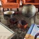 Organic modern set of 2 wood ashtrays, France 1970s
