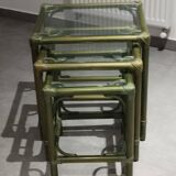 Vintage nesting table, green color