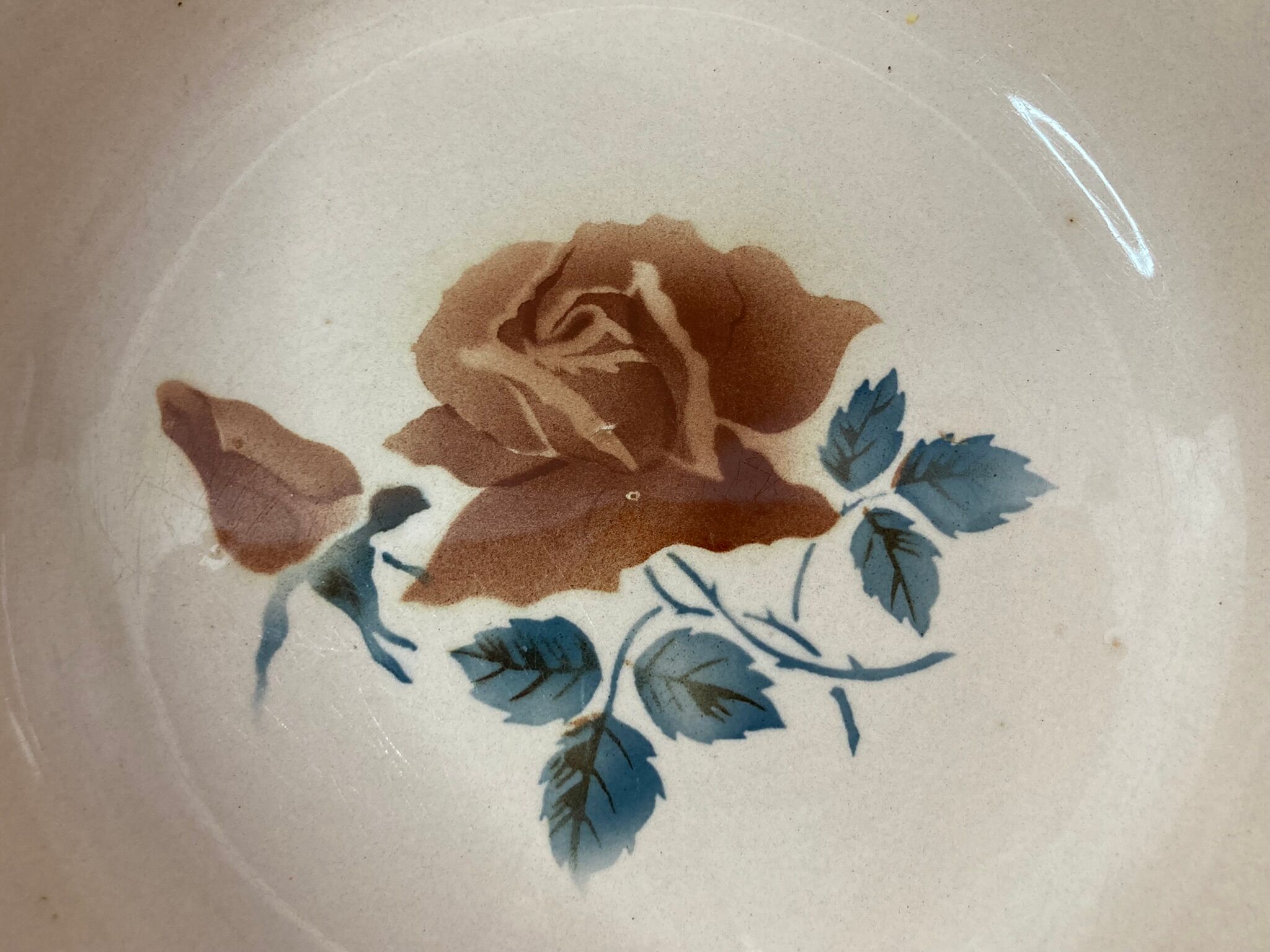Old salad bowl dish earthenware Digoin floral decoration early twentieth century