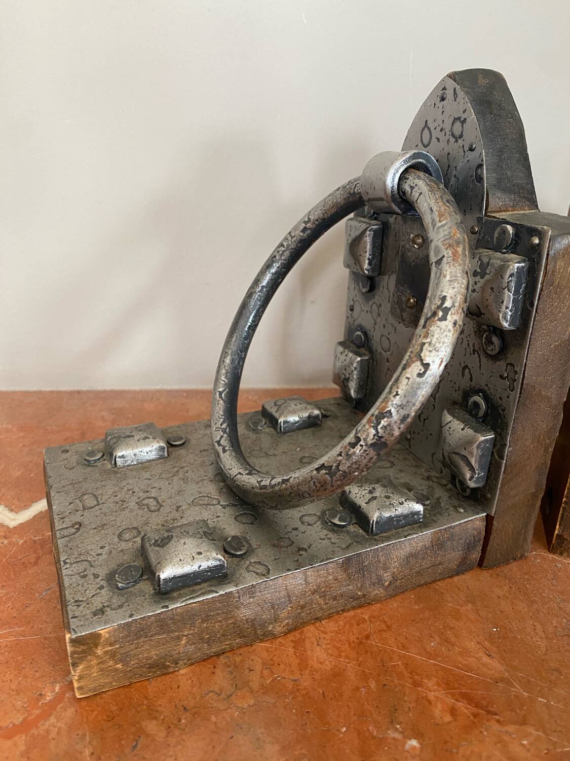 Brutalist bookends pair