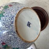 CHINA Polychrome porcelain vase decorated with butterflies Signed under the base 43cm