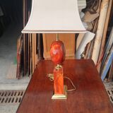 Lamp circa 1970 in iron and lacquered wood as well as bronze