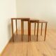 Set of 3 nesting tables, walnut with beech, vintage from the 60s