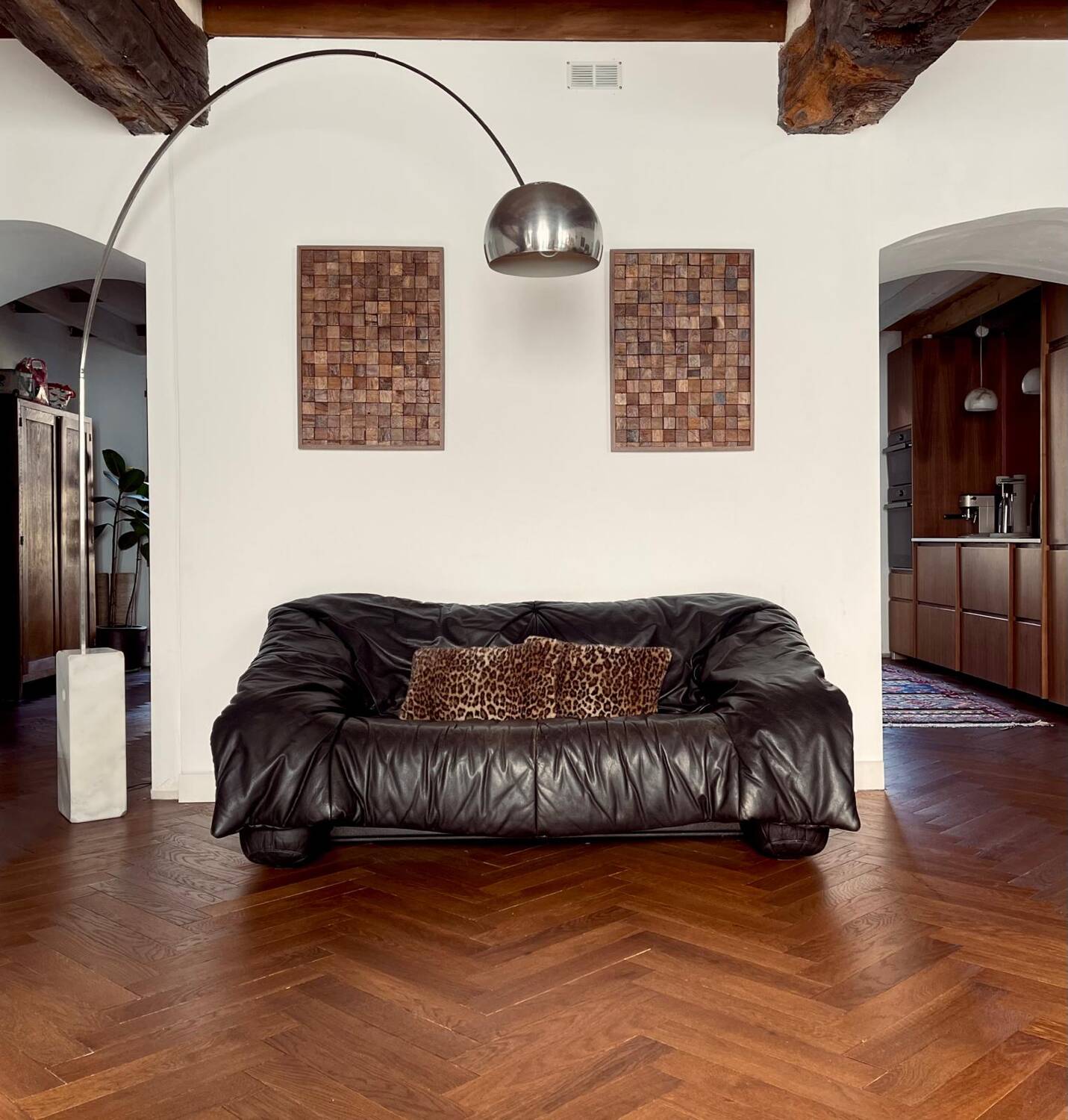 Pair of "Flou flou" Ligne Roset sofas by De Pas, D Urbino, Lomazzi vintage 80s