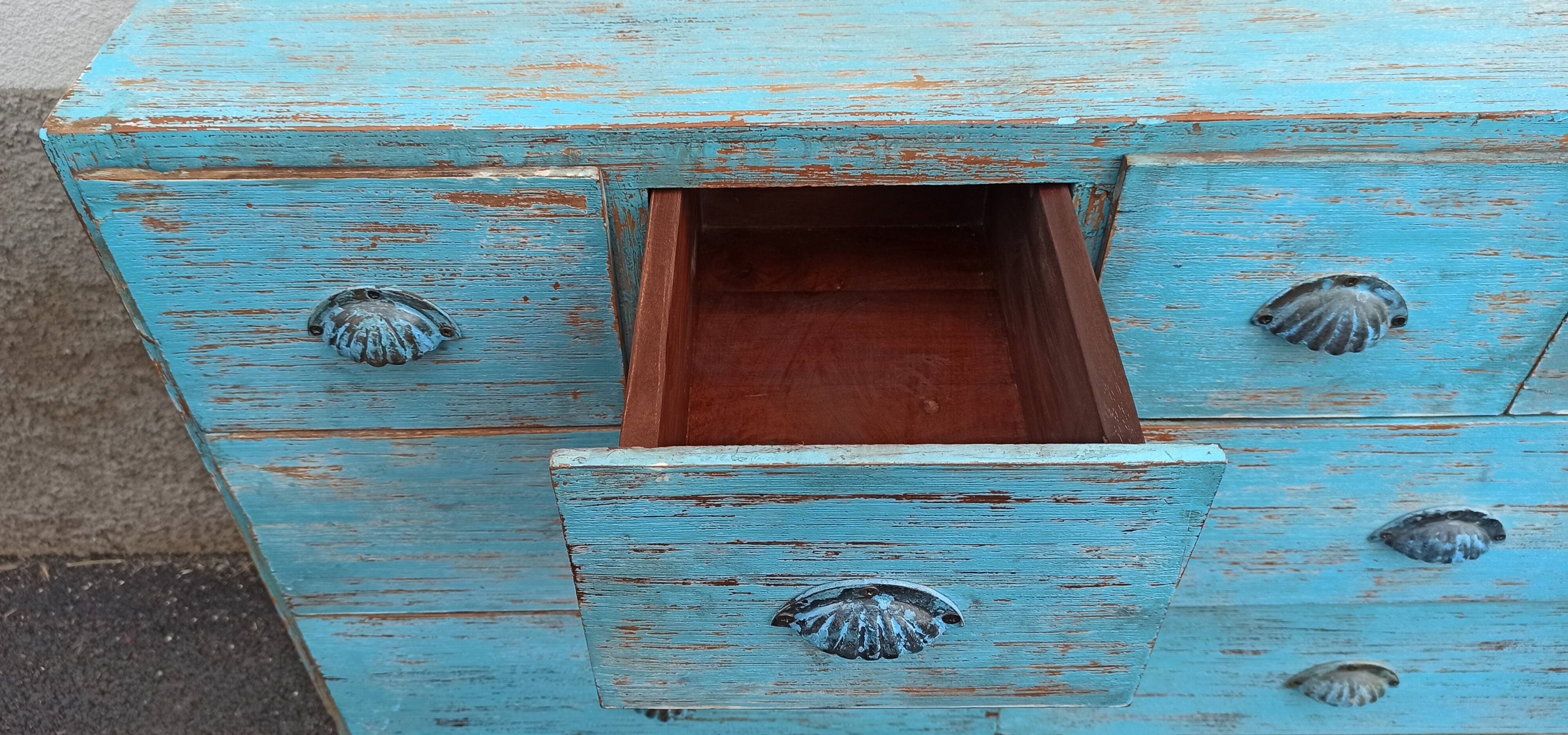 Blue wooden dresser with drawers