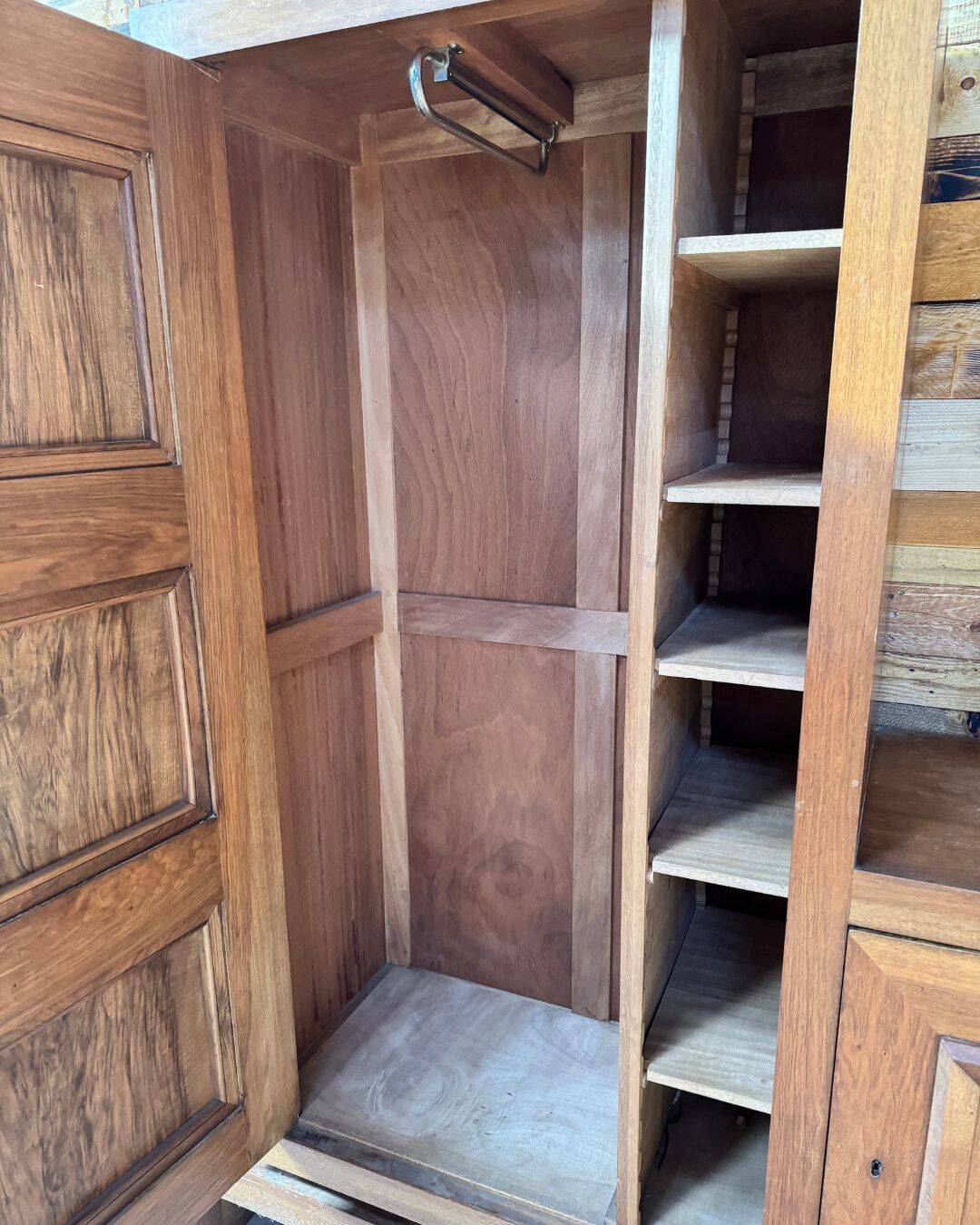 Asymmetrical Art Deco wardrobe in walnut