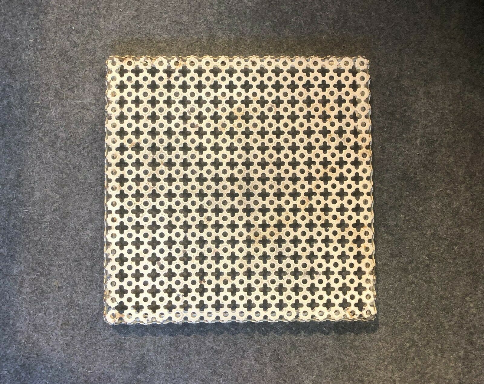Former vintage flat underside white metal perforated around 1950