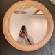 Round Beige and Coral Plastic Wall Mirror from the 70s-80s