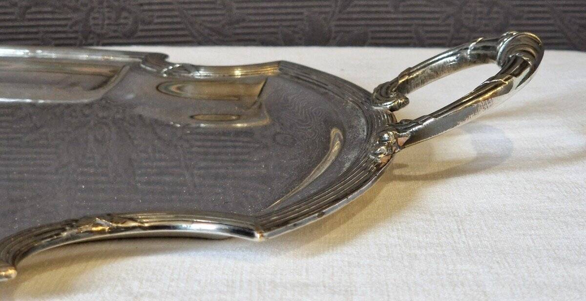 Silver metal serving tray