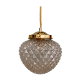 Vintage globe pendant lamp in molded glass