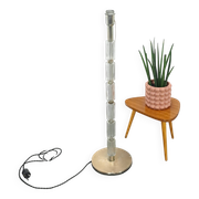 Lampe à suspension Jaren 70 en verre et chrome