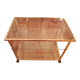 Trolley on wheels in gilded brass and beveled glass