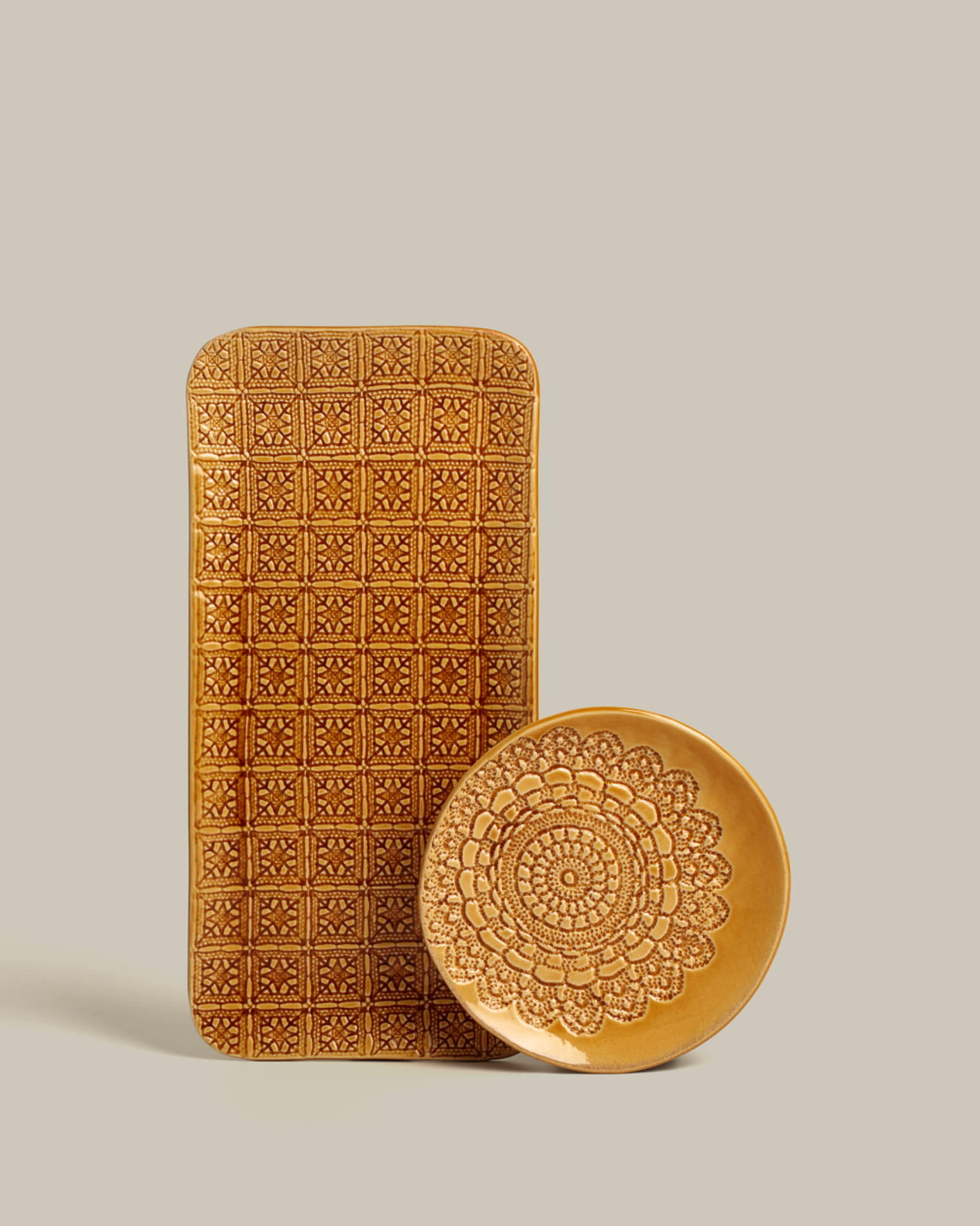 Coffret dessert set de 4 assiettes et 1 plat safran